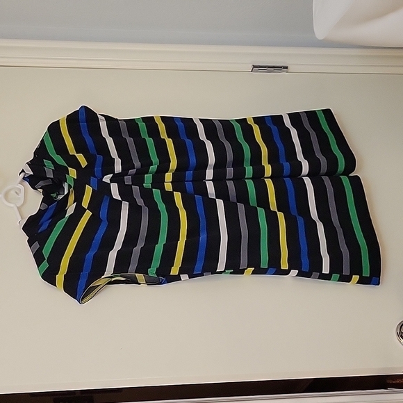 3/$30 WORTHINGTON Twisted Neck Striped Colorway Short Sleeve Blouse - Picture 2 of 8